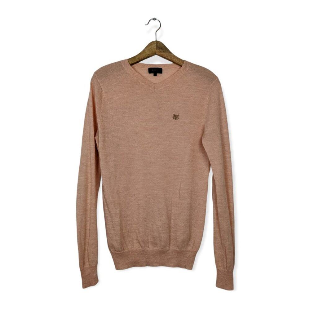 A.P.C. Men's Wool Blend Peach V-Neck Sweater